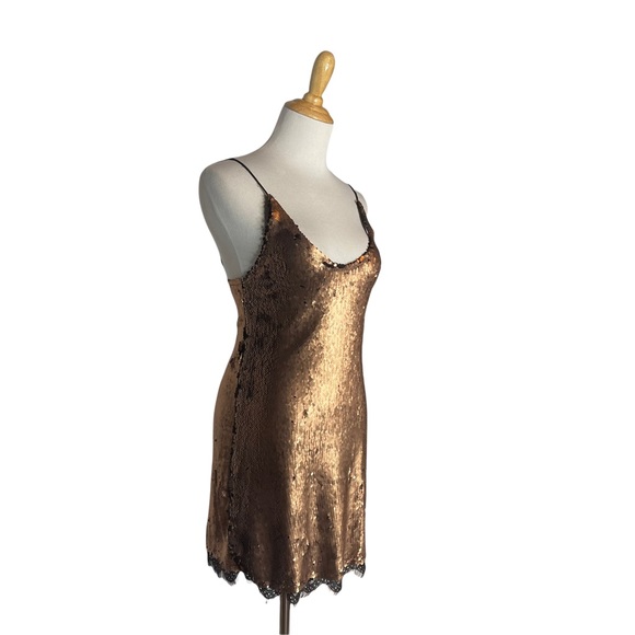 Last Chance….Free People Seeing Double Metallic Sequin Slip Dress xs - Picture 5 of 15